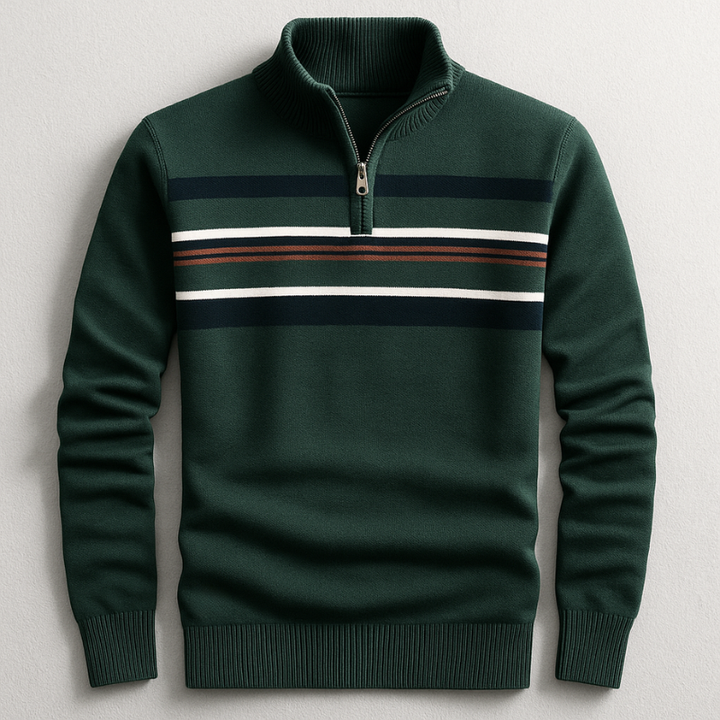 Stylish men's quarter-zip pullover. Perfect for smart casual occasions & layering in fall fashion.