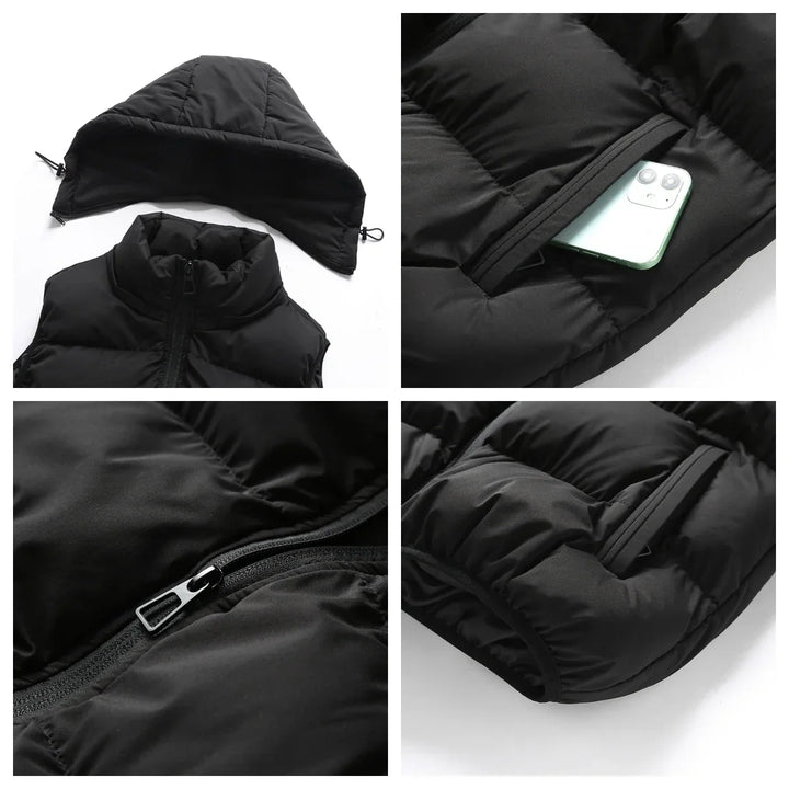 Durable men's quilted utility vest, a classic sleeveless jacket. Essential for everyday comfort, casual wear & layering.