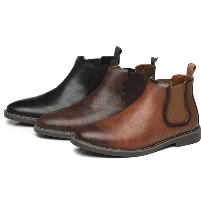 Robust men's slip-on Chelsea boots, offering comfort and style for modern urban adventures.