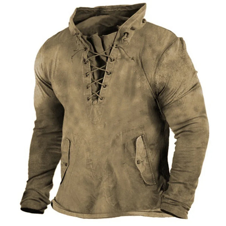 Casual men's Viking pullover hoodie, rugged winter comfort, perfect for cold weather outerwear.
