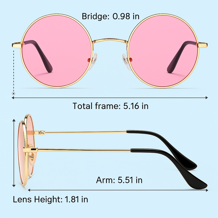 Premium men's vintage round polarized sunglasses, offering retro style, UV protection, & lightweight comfort.