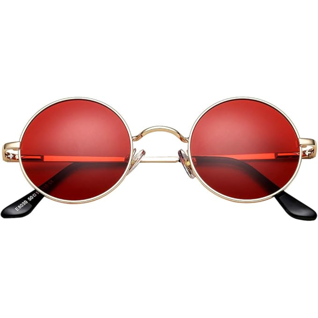Retro men's round sunglasses, vintage polarized eyewear offering full UV protection & a classic, comfortable look.