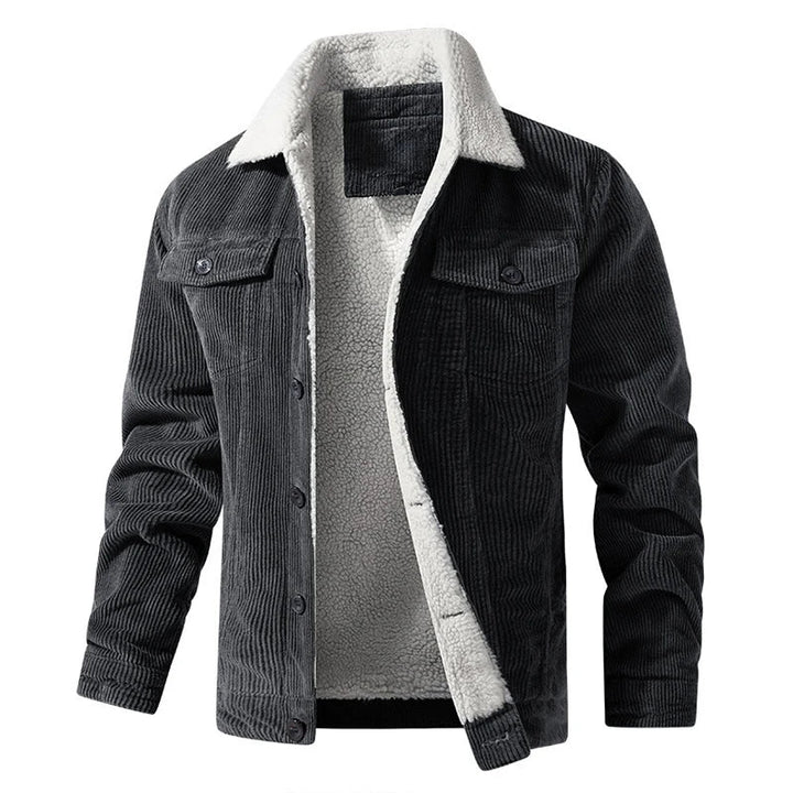 Cozy men's winter jacket with collar, providing ultimate warmth and comfort for cold weather.