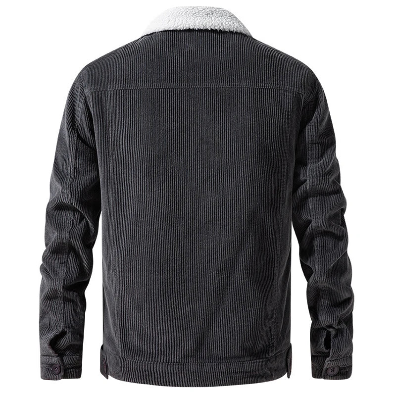 Men's warm comfort jacket, a versatile collared coat for fall & winter layering.