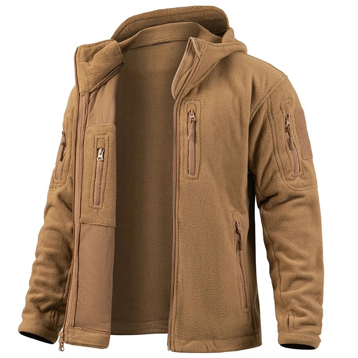 Men's warm hooded utility jacket for cold weather outdoor adventures, hiking & camping.