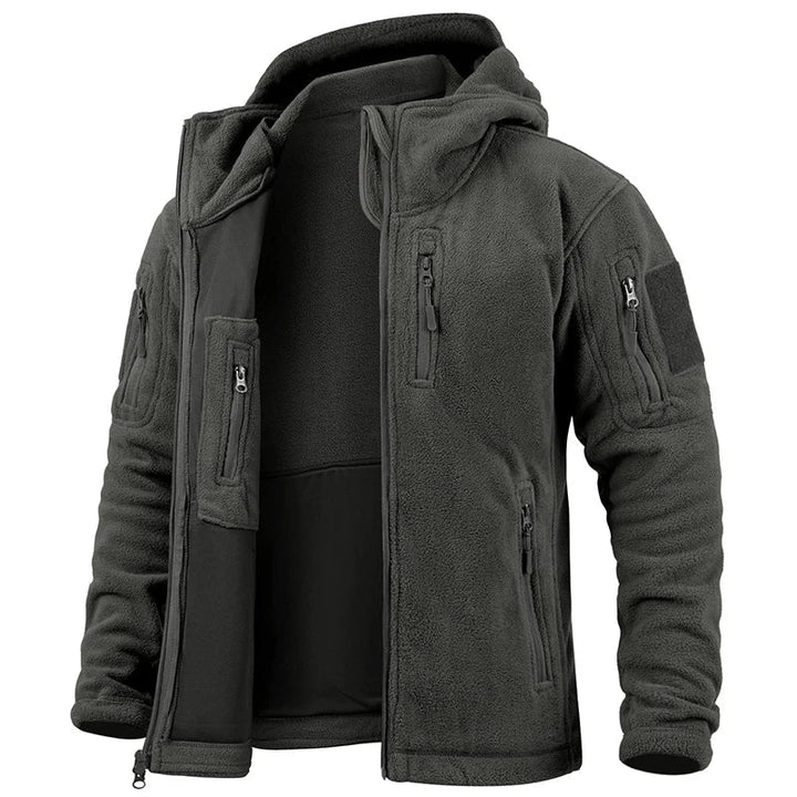 Men's warm hooded utility jacket, ideal for fall & winter outdoor activities, travel, and casual adventures.