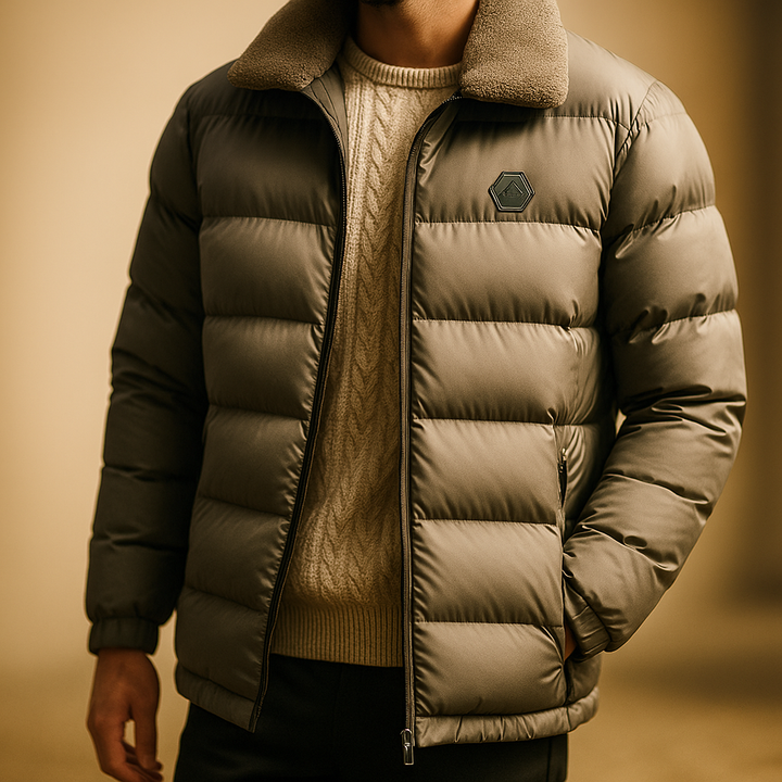 Versatile men's insulated winter jacket. Warm, casual outerwear perfect for cold weather, everyday wear & men's style.
