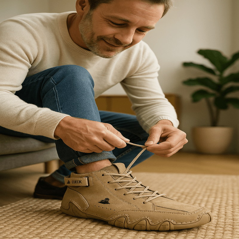 Men's waterproof orthopedic sneakers, durable and breathable for all-weather outdoor activities & walking comfort.