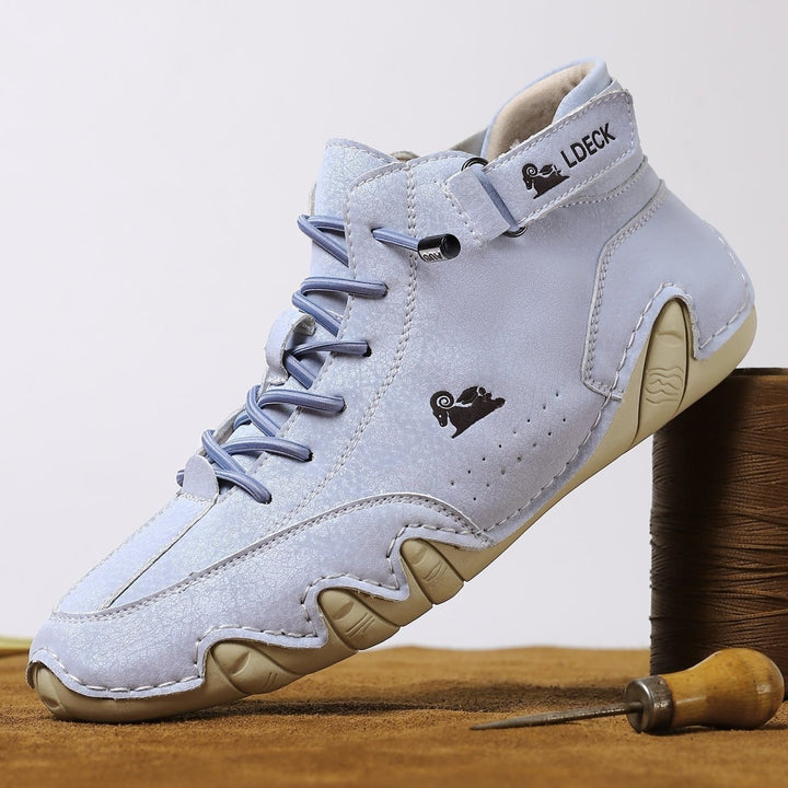 Non-slip sole of men's waterproof orthopedic shoes, engineered for stability, comfort & support on various terrains.