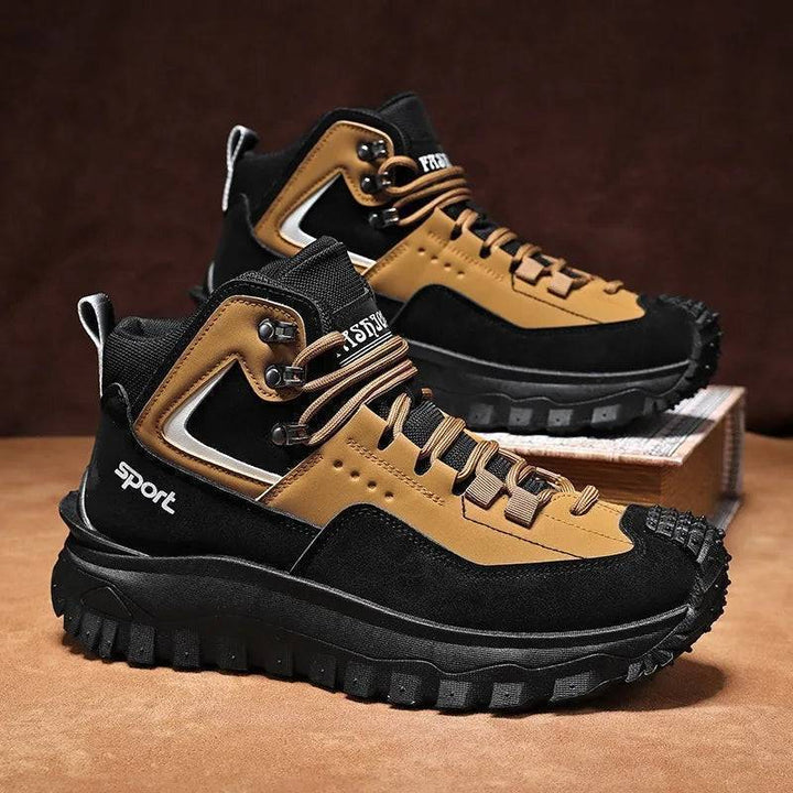 Pair of men's rugged waterproof safety sneakers, ideal for outdoor work