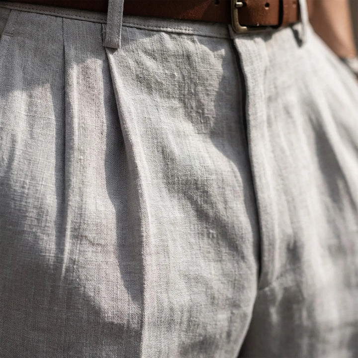 Smart men's straight leg pants with elegant pleats, suitable for office, casual outings, and business meetings.