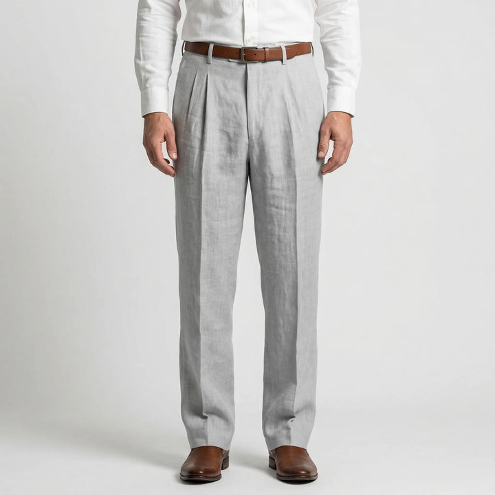 Stylish Wesley comfort pants for men, featuring a contemporary pleated design and a relaxed straight leg.