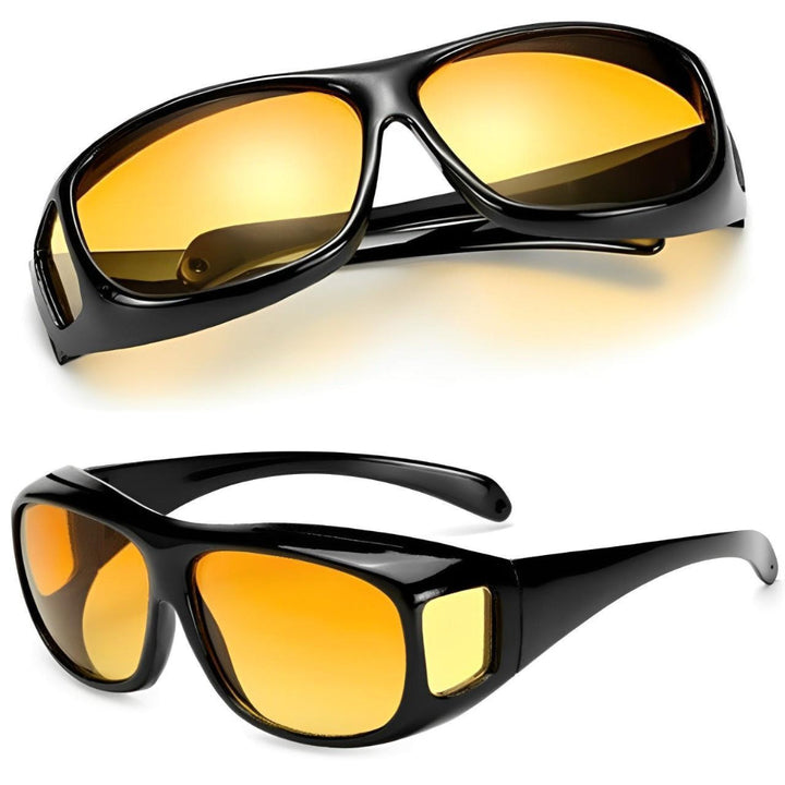 Men's yellow tint driving glasses for glare reduction & enhanced night vision. Anti-glare eye protection for road safety.