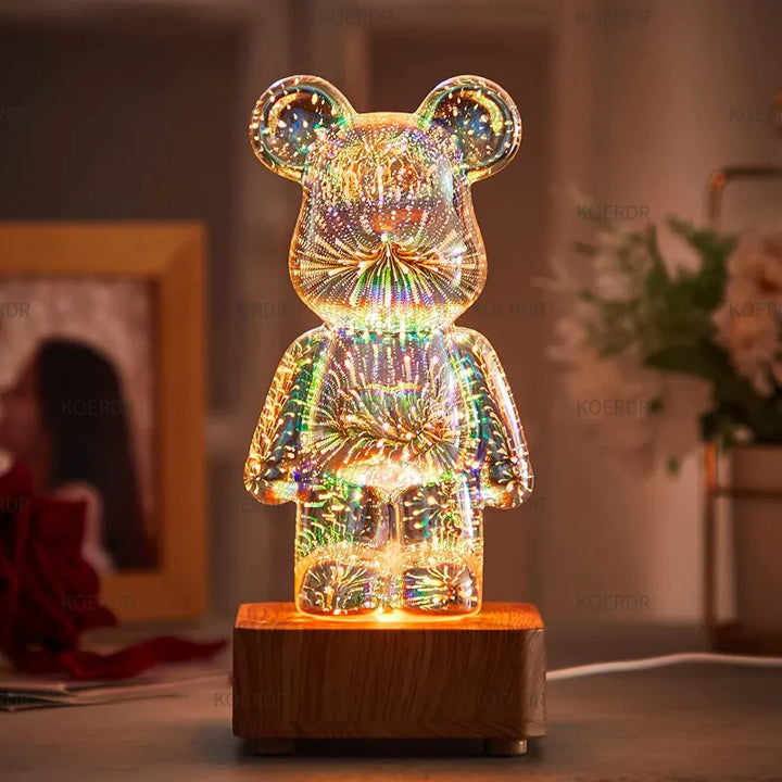 Vibrant 3D firework projection mood lamp, a StarBear decorative piece providing colorful, dynamic lighting.