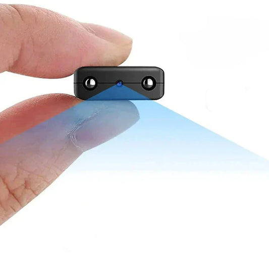 "Microcamera HD WiFi, design compatto, visione notturna, grandangolo, controllo remoto, sicurezza casa/ufficio."