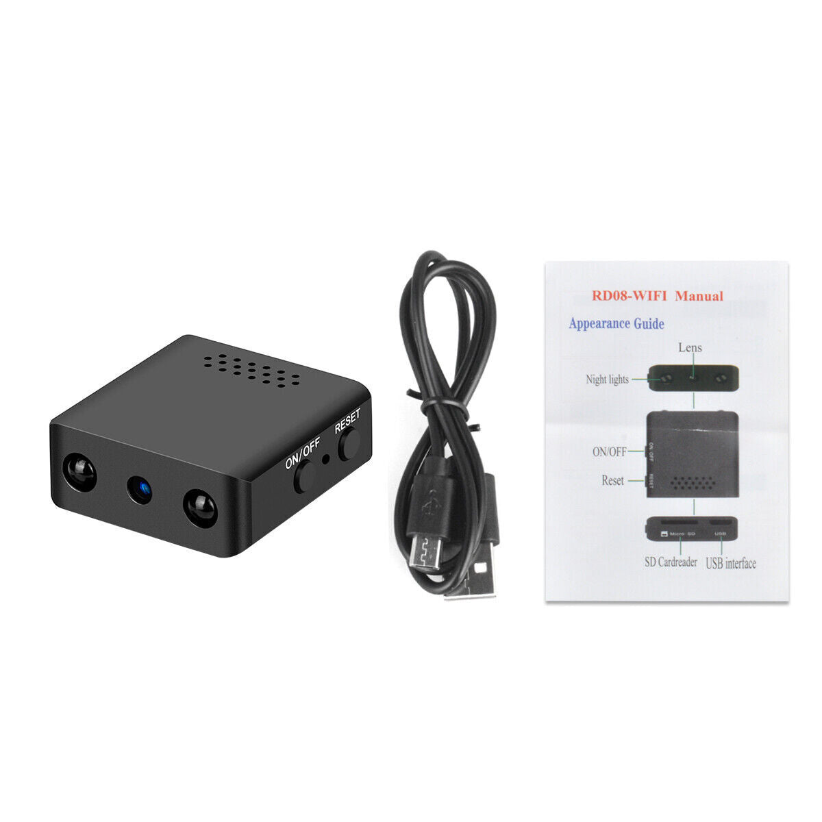 "Microcamera HD WiFi, design compatto, visione notturna, grandangolo, controllo remoto, sicurezza casa/ufficio."