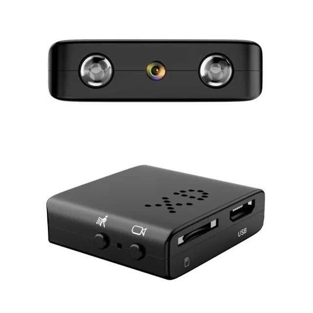 "Microcamera HD WiFi, design compatto, visione notturna, grandangolo, controllo remoto, sicurezza casa/ufficio."