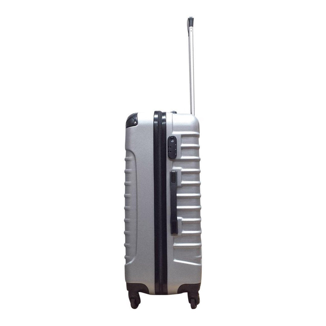 Milano Silver hard-shell 2-piece spinner luggage set. Wheeled suitcases ensuring smooth & effortless travel.