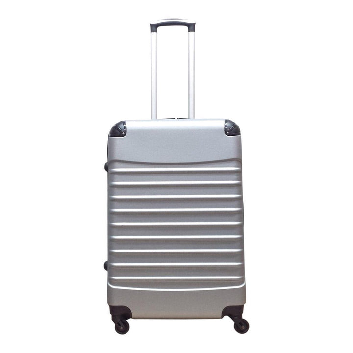 Complete Milano Silver 2-piece hard-shell luggage set. Compact & large spinner suitcases for easy packing.