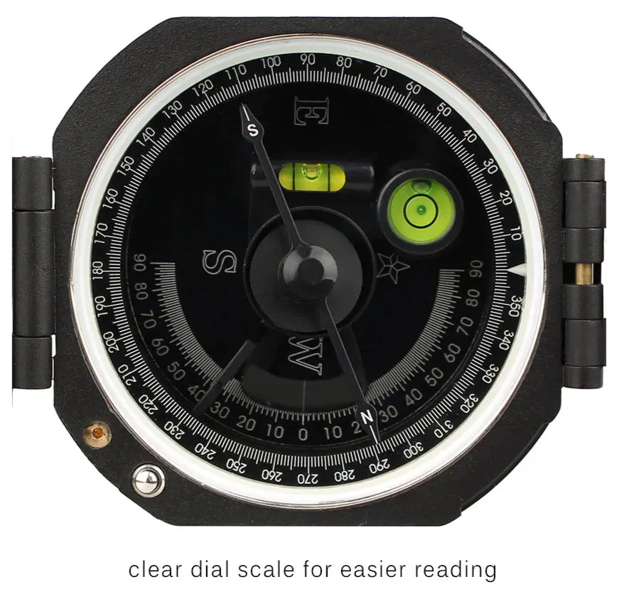 Durable military compass with luminous dial for night navigation during camping and exploration