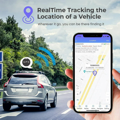 Mini GPS Tracker magnetico nero, compatto e portatile, per tracciamento in tempo reale e facile montaggio su superfici metall