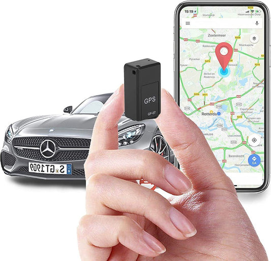 "Mini GPS Tracker magnetico, nero, compatto, per veicoli; tracciamento mondiale e design impermeabile e discreto."