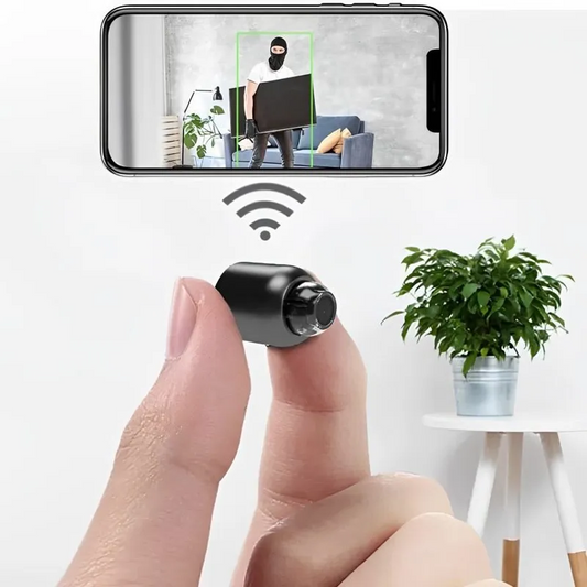 "Mini telecamera Wi-Fi wireless 1080P HD, compatta e discreta, per sorveglianza in tempo reale con smartphone, visiona 24/7."