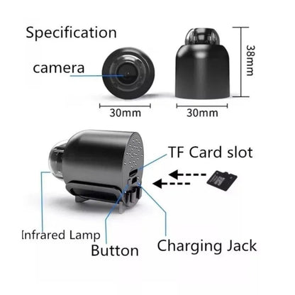 "Mini telecamera Wi-Fi wireless 1080P HD, compatta e discreta, per sorveglianza in tempo reale con smartphone, visiona 24/7."