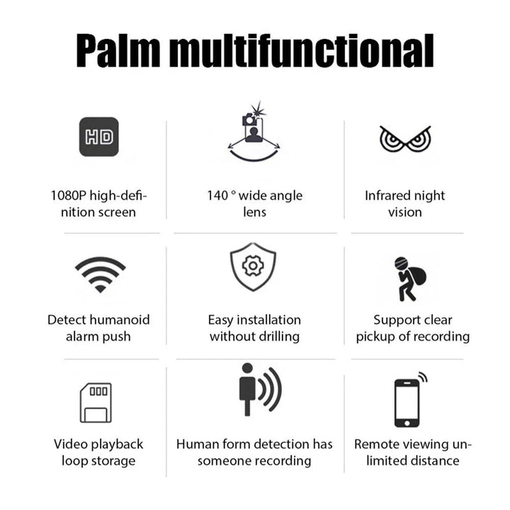 Mini WiFi camera with enhanced night vision, providing clear 1080p surveillance in low light.