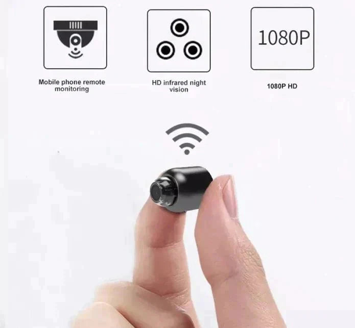 Versatile mini WiFi security camera with night vision, motion detection & crisp 1080p video.