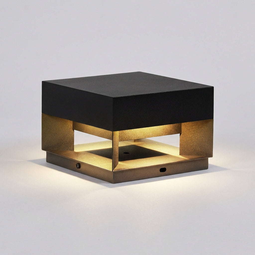Sleek modern minimalist square outdoor wall light. LumaBloc LED provides warm white exterior illumination.