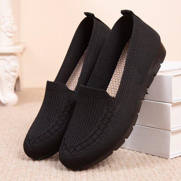 "Mocassini ortopedici beige da donna, slip-on, traspiranti, casual, suola antiscivolo per comfort quotidiano"