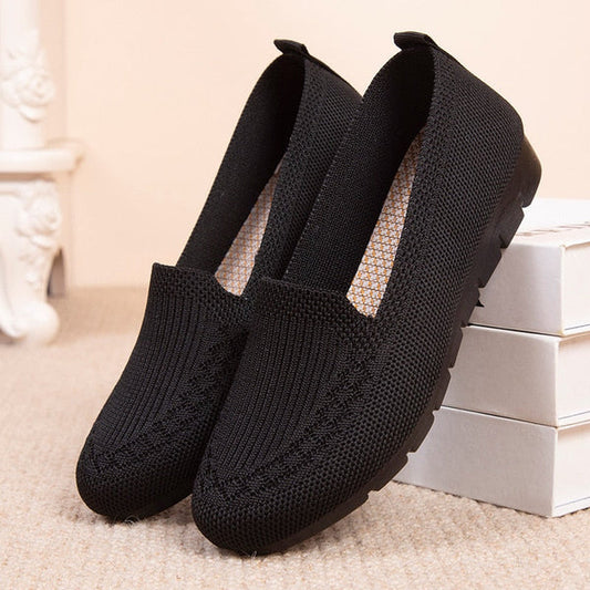 "Mocassini ortopedici beige da donna, slip-on, traspiranti, casual, suola antiscivolo per comfort quotidiano"