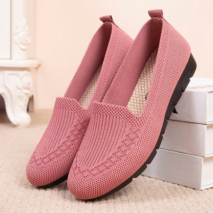 "Mocassini ortopedici beige da donna, slip-on, traspiranti, casual, suola antiscivolo per comfort quotidiano"