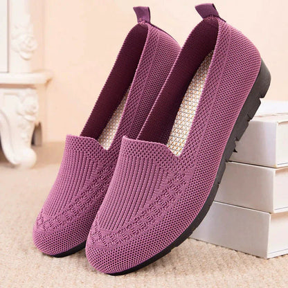 "Mocassini ortopedici beige da donna, slip-on, traspiranti, casual, suola antiscivolo per comfort quotidiano"