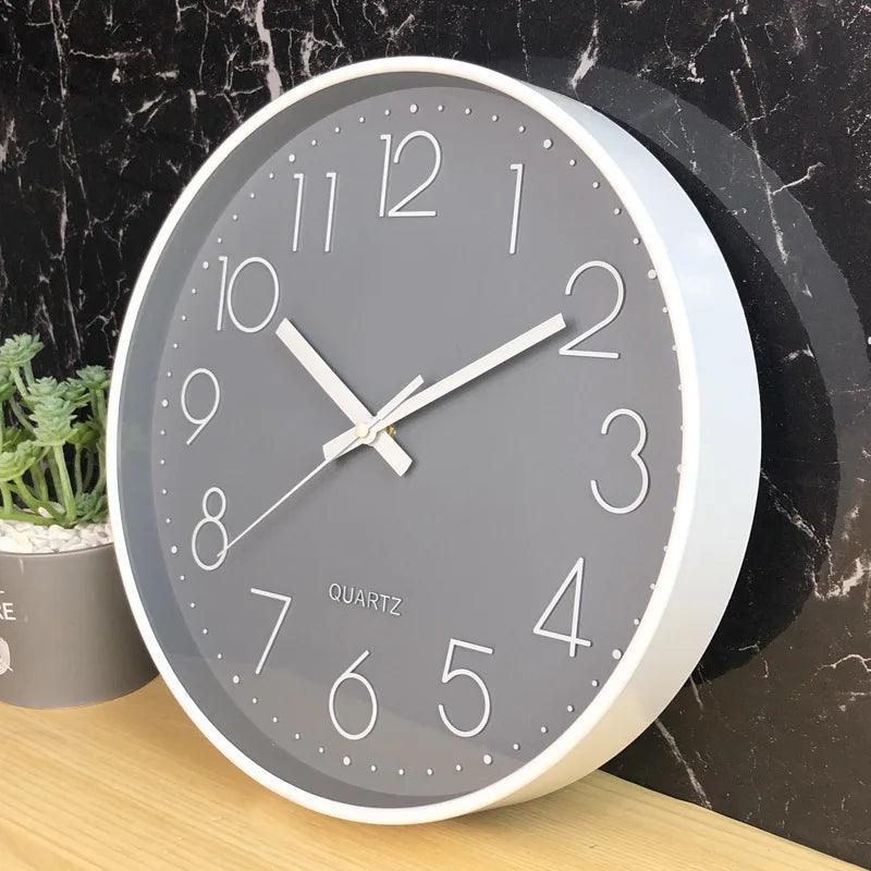 Modern 12-inch silent quartz wall clock, a functional and elegant addition to any home's decor.