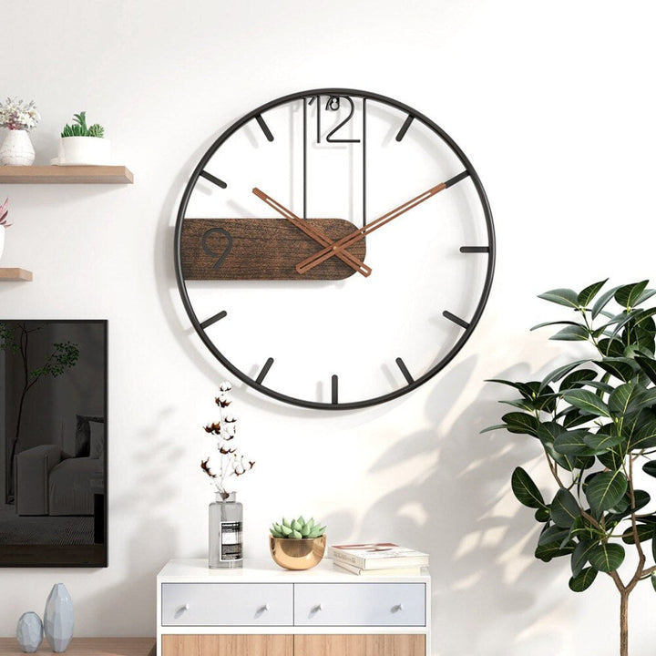 Elegant modern wall clock for home & office. Silent operation, stylish wood & steel design. Contemporary decorative wall art.