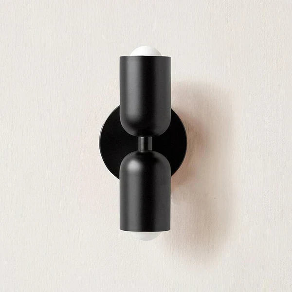 Sleek metal & resin Modern Double LED Wall Lamp; energy-efficient DualGlow for up/down lighting.