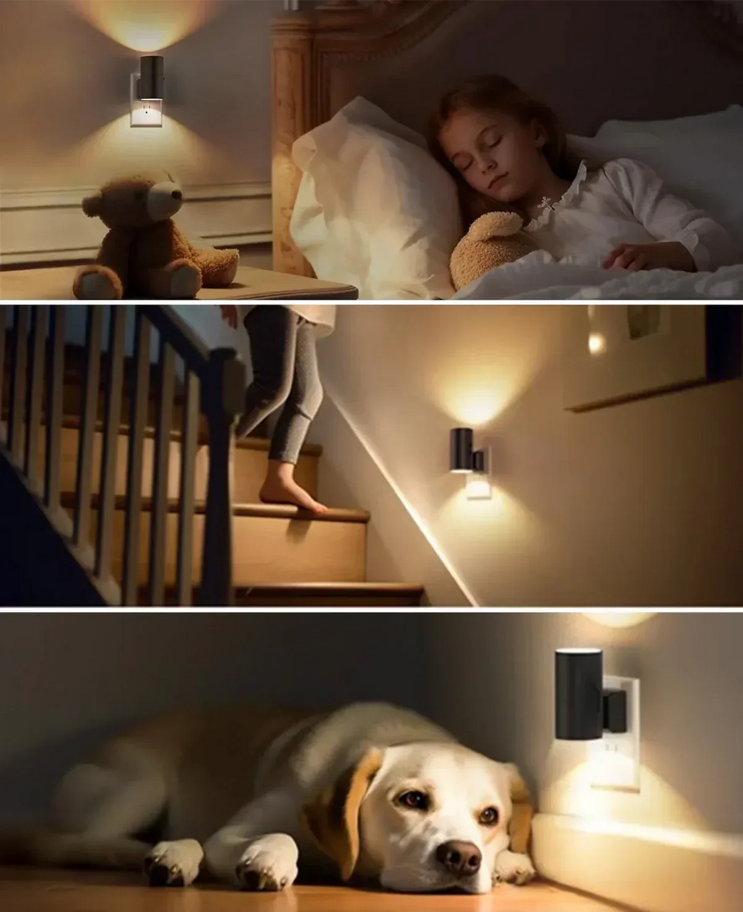 Sleek Noctura LED wall lamp, perfect for smart home decor. Features an auto dusk sensor for convenient ambient lighting.