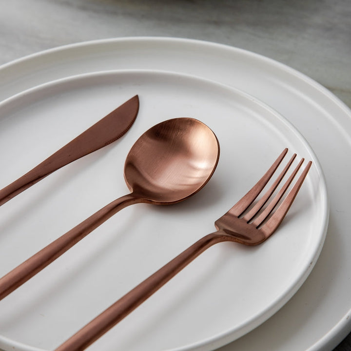 Matte black minimalist cutlery set, showcasing modern design for everyday dining.