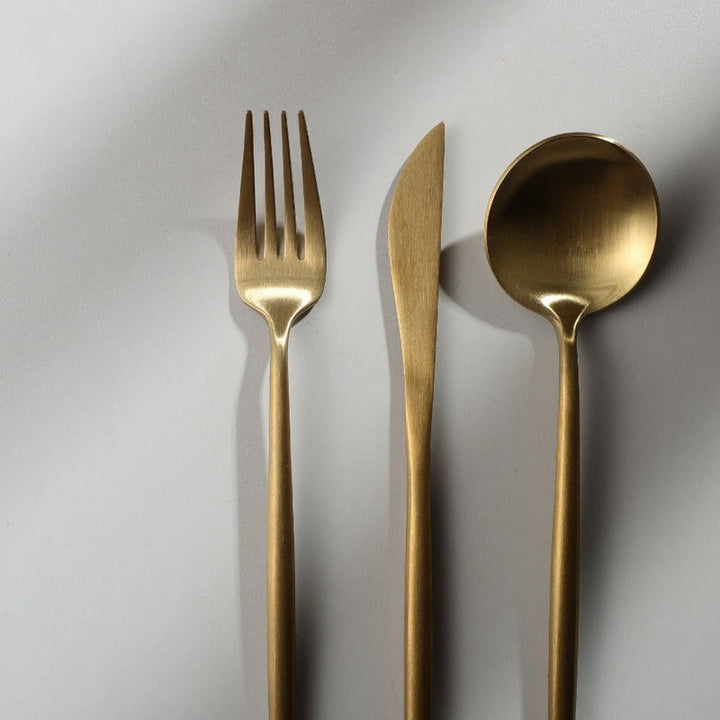 Stylish matte black minimalist cutlery set, ideal for modern dining experiences.