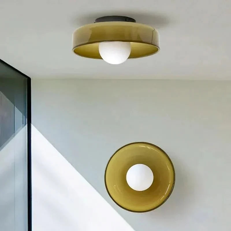 Decorative Nordic ceiling lamp, providing warm ambient light for modern home decor.
