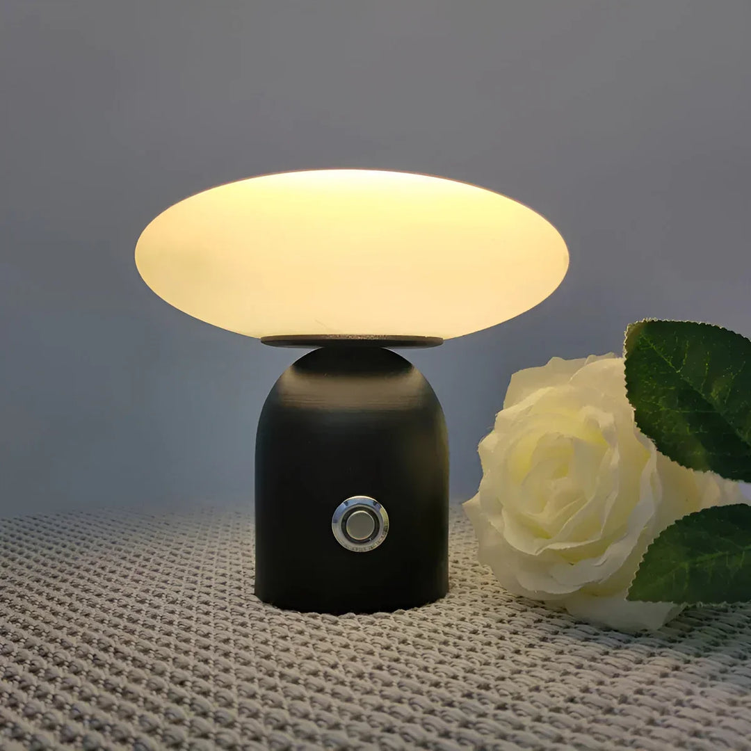Modern Nordic LED mushroom table lamp in black with smart touch control, perfect for luxury home decor.