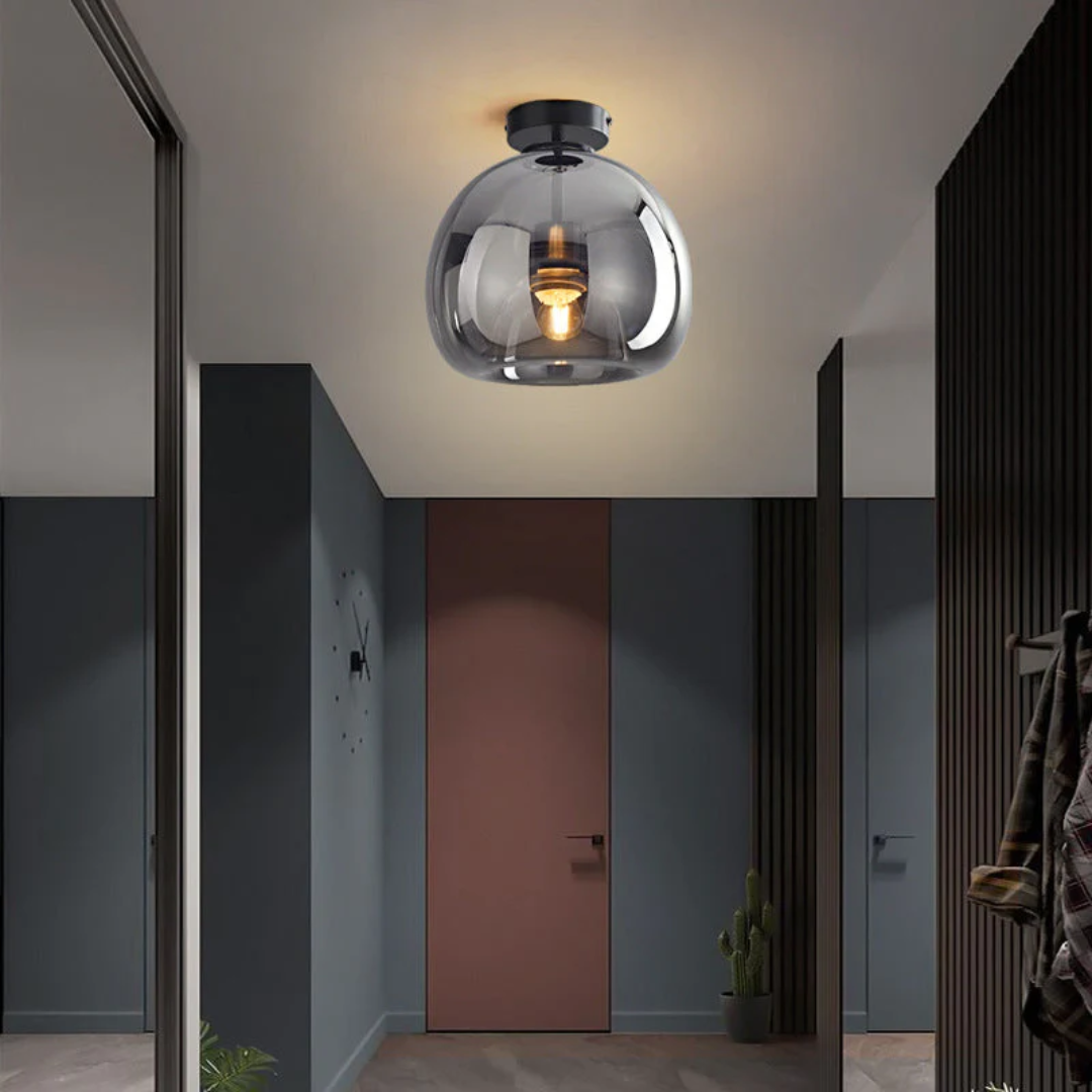 Stylish black round LED ceiling lamp, "Aurelia", a modern decorative light for any room.