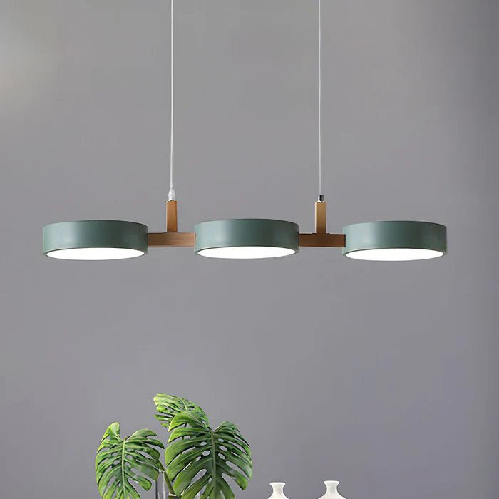Modern Scandinavian LED pendant lamp with wood & metal, minimalist design. Perfect modern lighting.