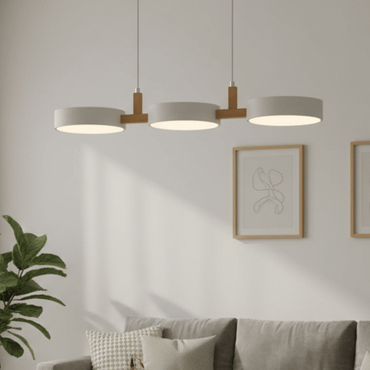 Versatile modern Scandinavian LED pendant lamp, perfect for kitchen, dining room, or bedroom lighting.
