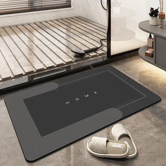 Quick dry rectangle kitchen floor mat, super absorbent & non-slip, perfect for busy cooking areas. Modern home decor.
