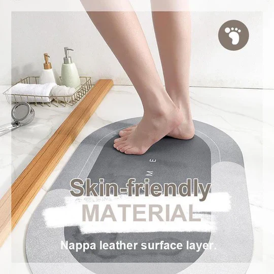 Versatile quick dry kitchen & bathroom mat. Super absorbent and non-slip, keeps floors safe & dry. Modern home decor.