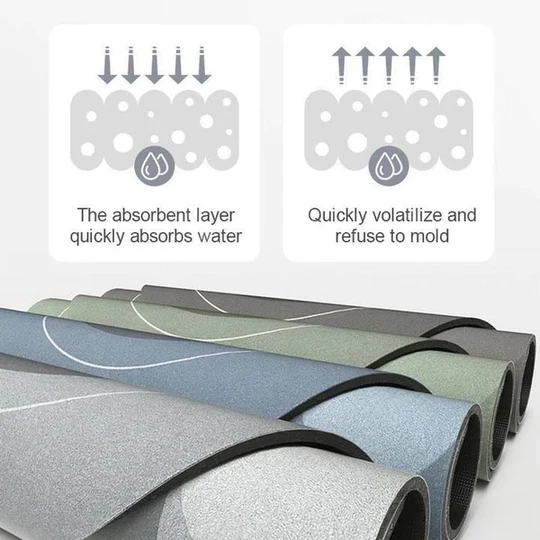 Stylish quick dry floor mat for kitchen & bath, featuring super absorbency & non-slip backing. Enhance modern home decor.