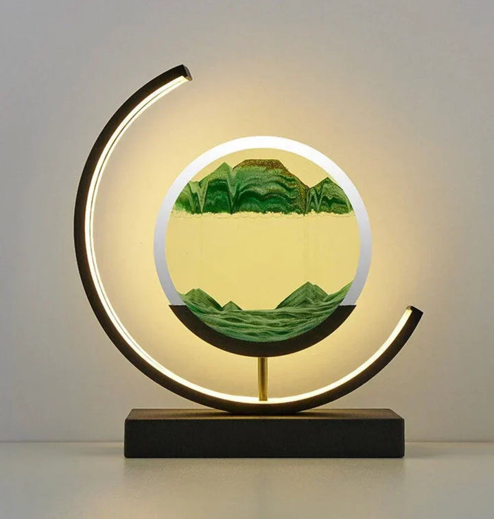 Moving Sand Art Lamp with LED ambient light, perfect for home decor & relaxation in any room.